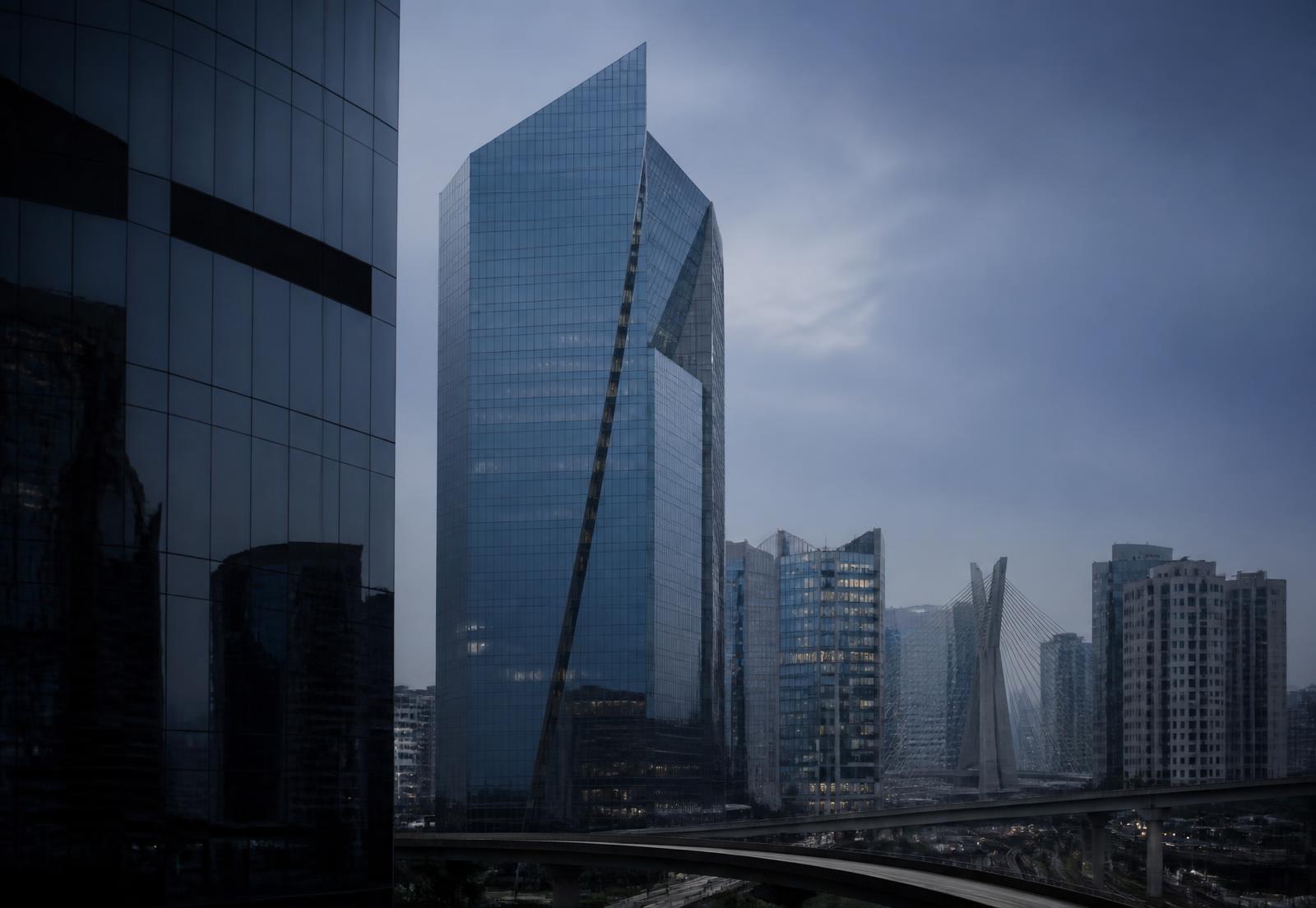 Contemporary Brazilian business district at dusk